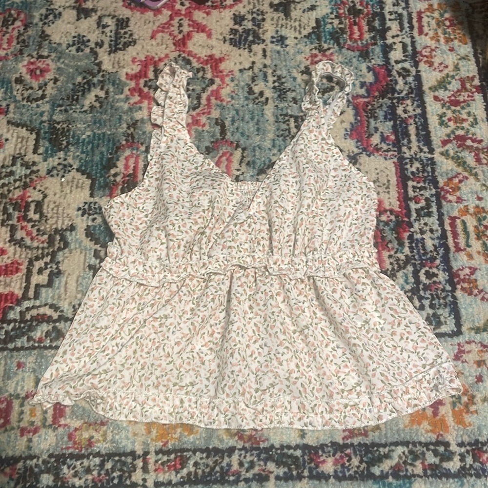 smocked floral tank top